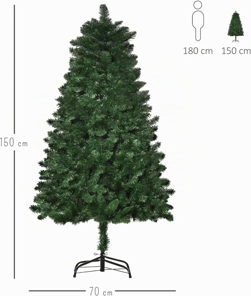 Albero di Natale artificiale Verde Incanto AND HOME 150 cm, diametro 70 cm e base in metallo