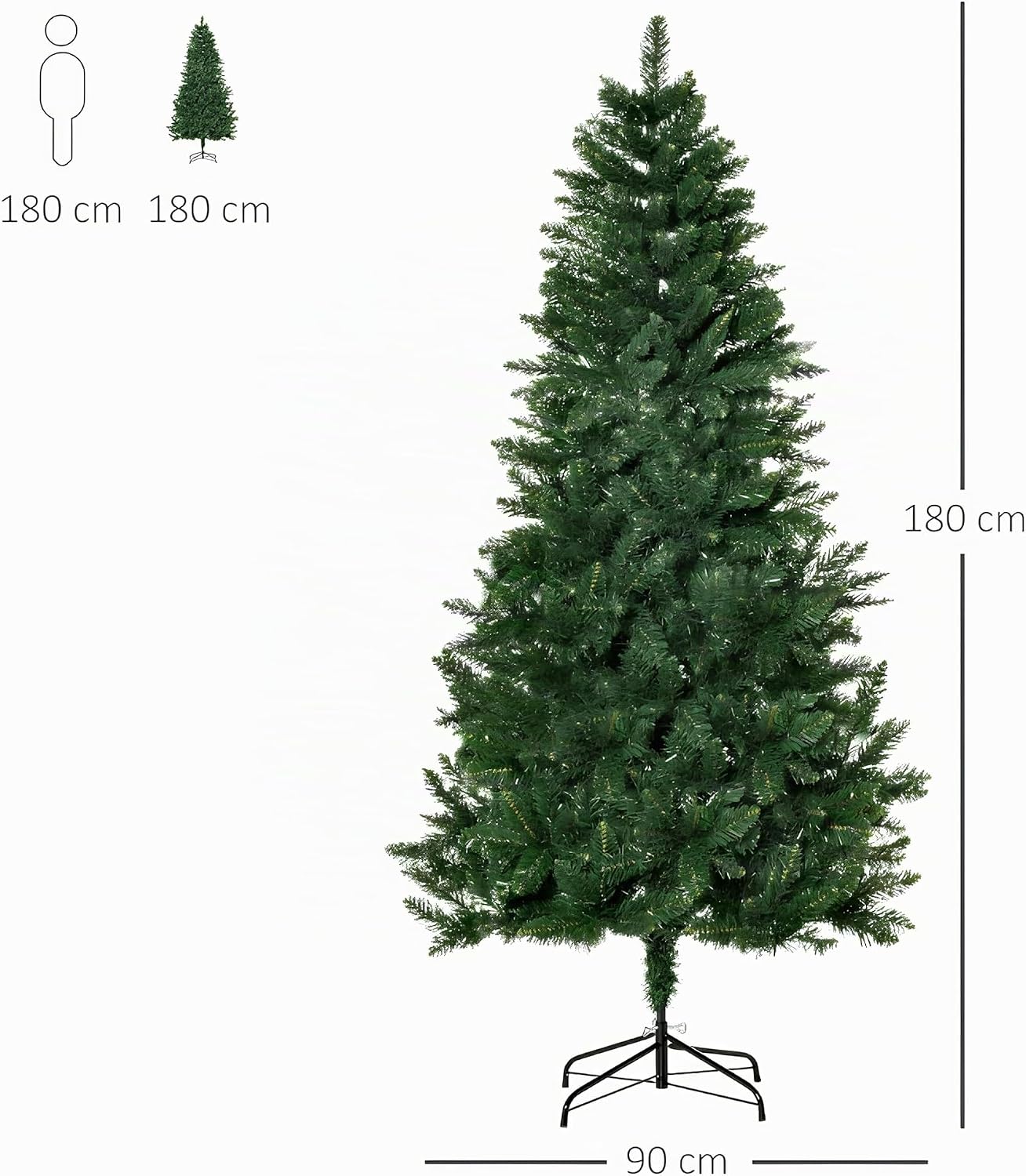 Dimensioni: altezza 180 cm e diametro 90 cm — albero di Natale Verde Incanto AND HOME 180 cm
