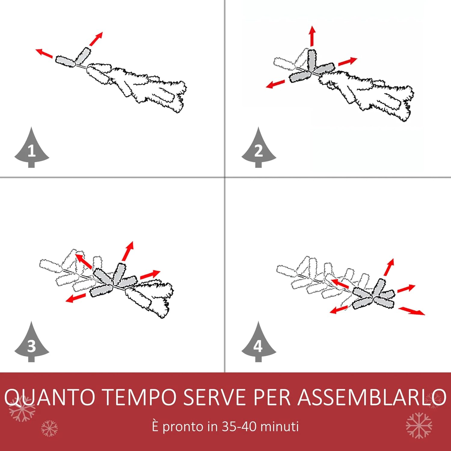 Apertura e disposizione dei rami — albero di Natale Verde Incanto AND HOME 150 cm