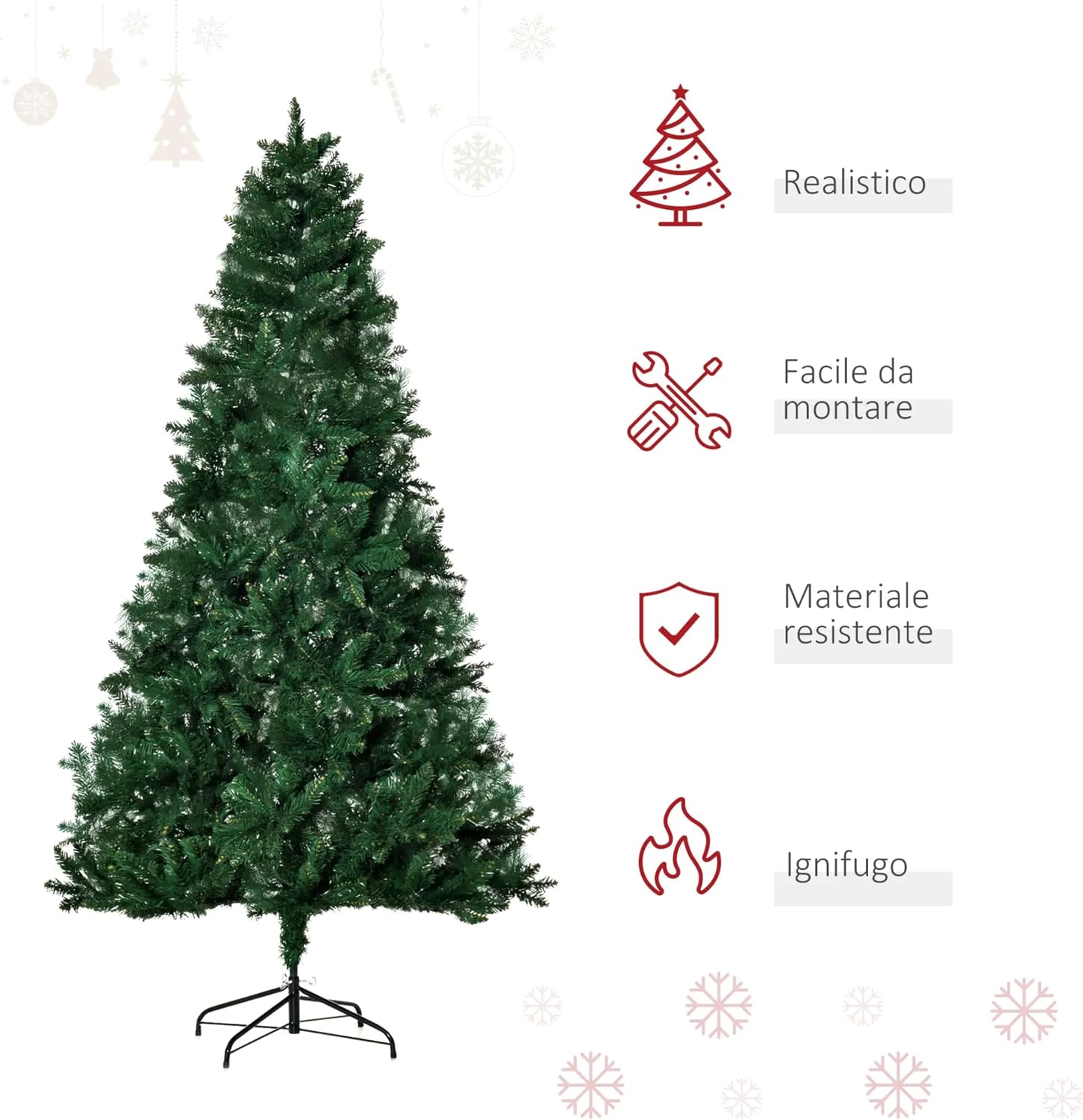 Caratteristiche dell’albero verde in PVC — albero di Natale Verde Incanto AND HOME 150 cm