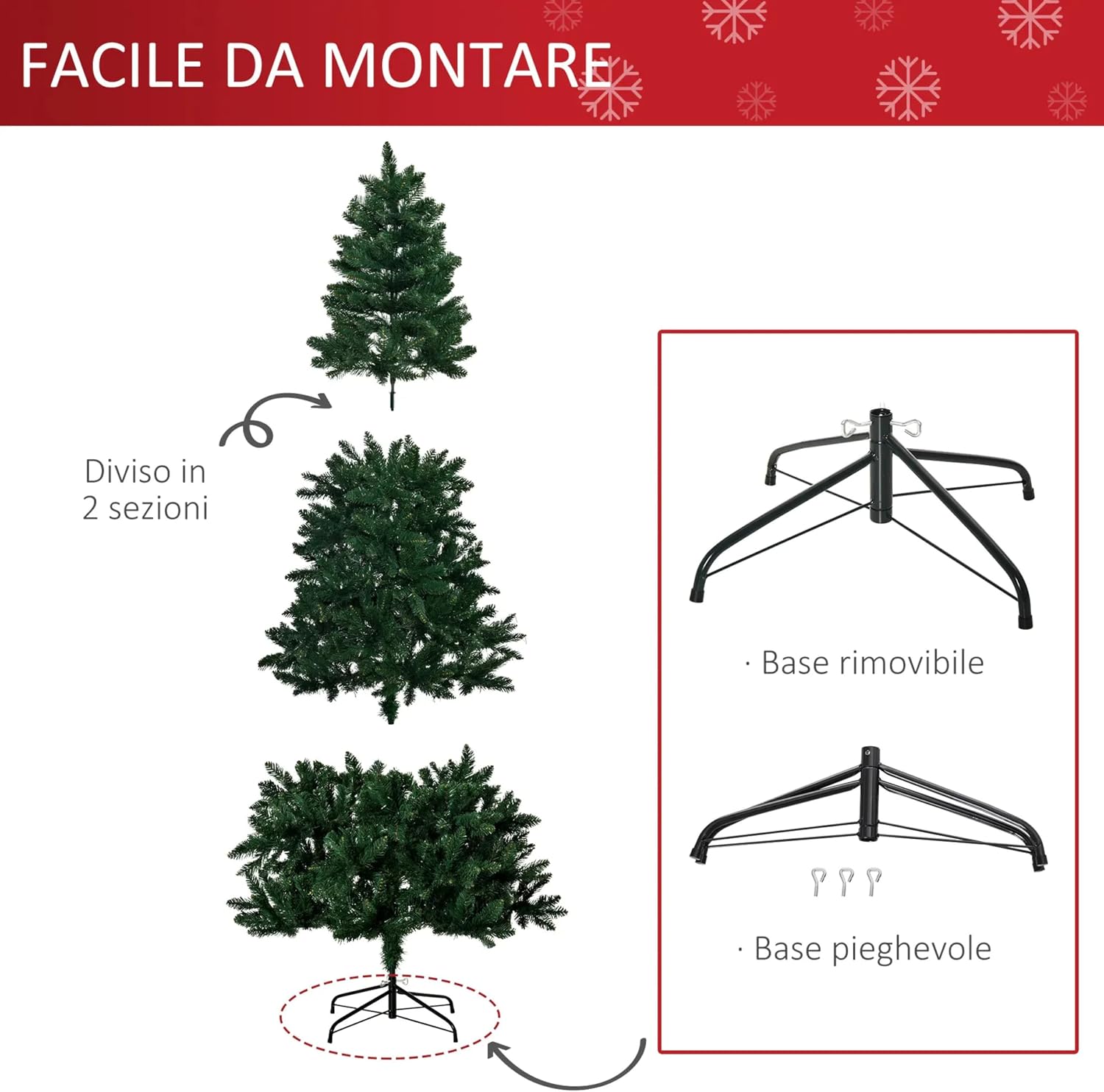 Montaggio della struttura e base in metallo — albero di Natale Verde Incanto AND HOME 150 cm